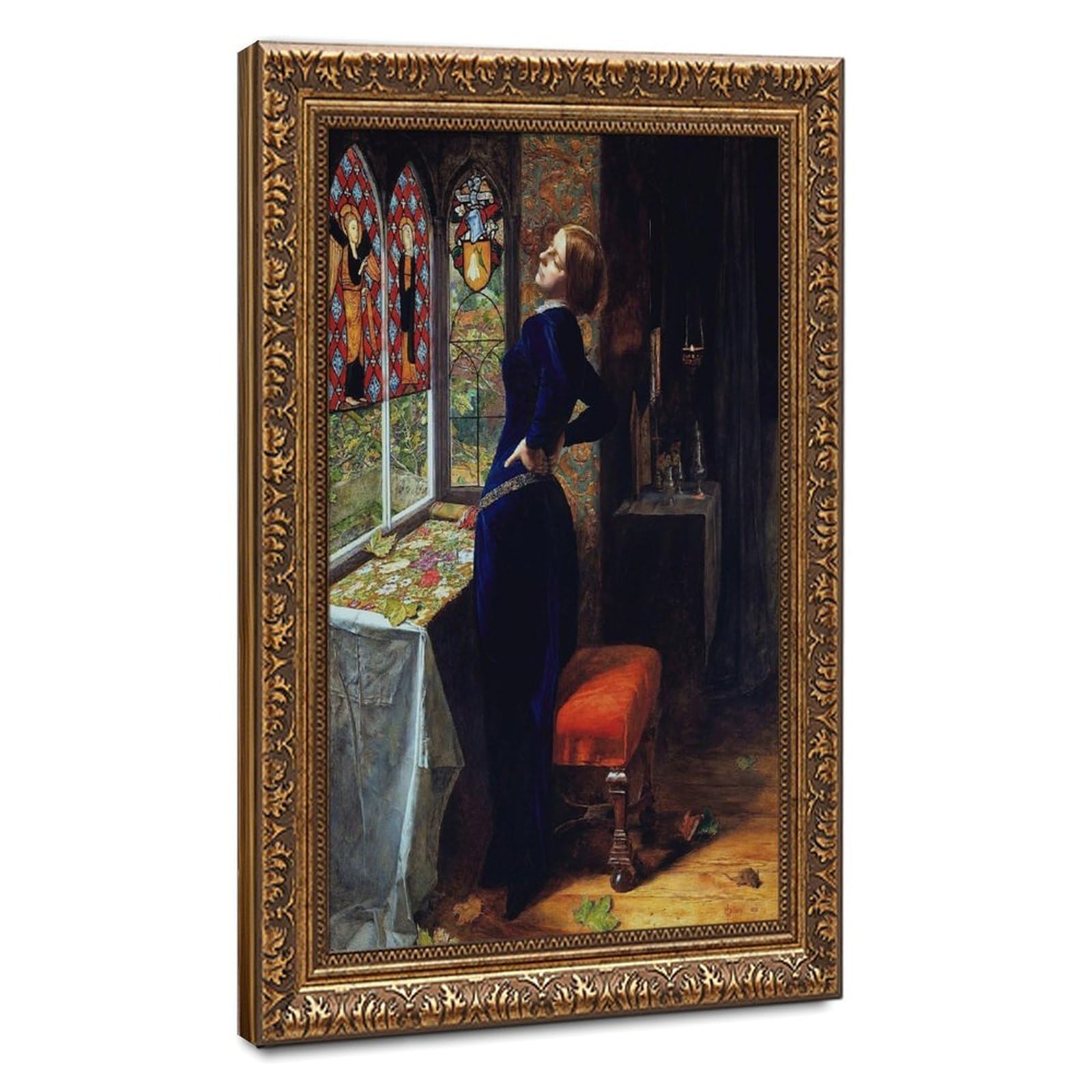 WCYB Mariana by John Everett Millais Art Posters Prints Canvas Deco Paintings Wall Art Hangable Frame 16" L X 24" W