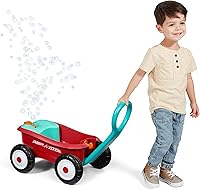 Radio Flyer Bubble Buddy Walker Wagon: 2-in-1 Bubble Blowing Push-Pull Toddler Walker for Ages 1-4, Red