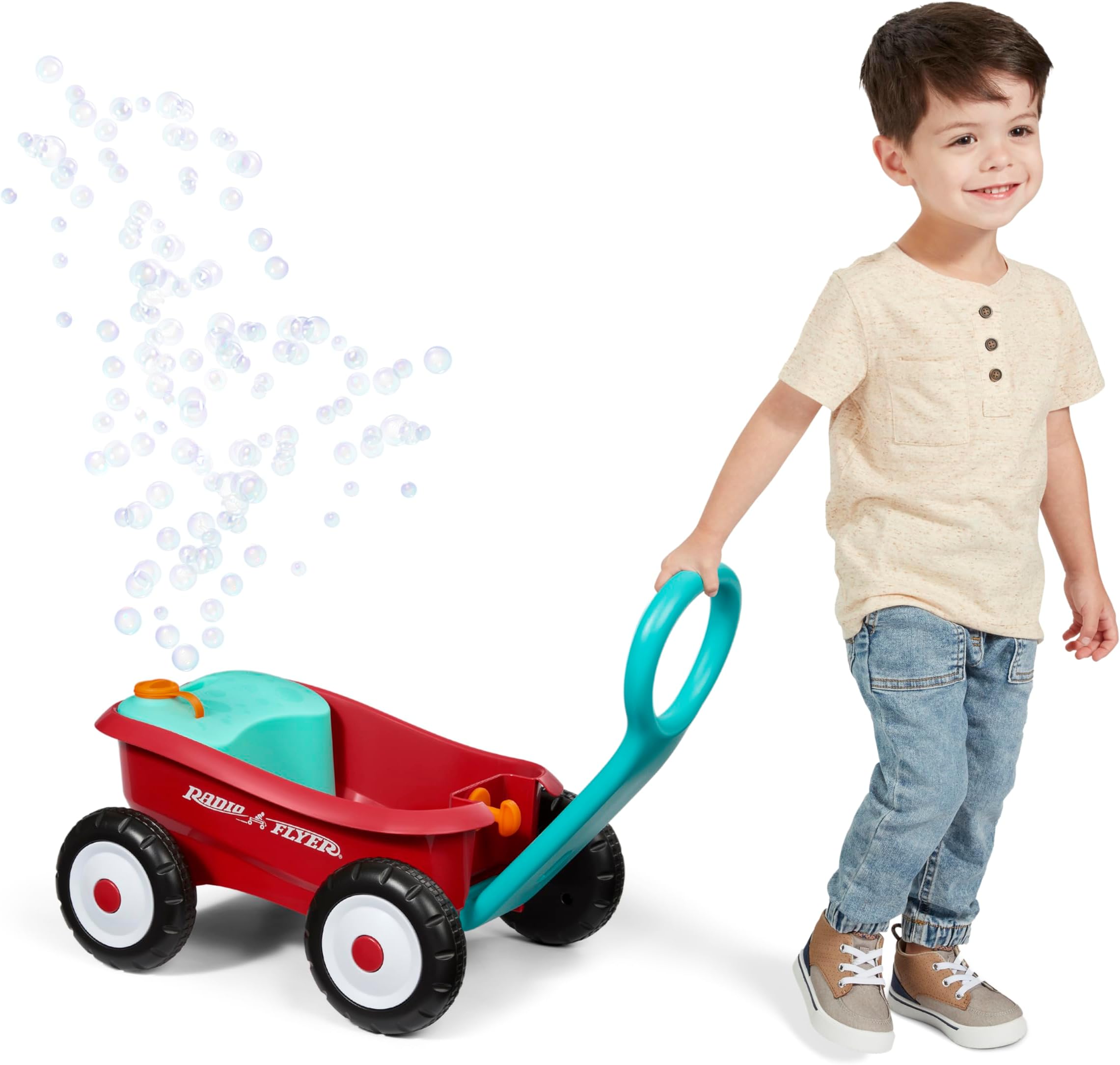 Radio Flyer Bubble Buddy Walker Wagon, Red 2-in-1 Toy Walker Wagon for Toddlers Ages 1-4 Years