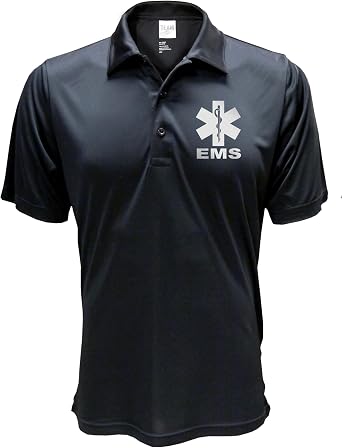 Smart People Clothing EMS Polo with Reflective Designs Front and Back, Performance Polo w/Moisture Wicking Technology