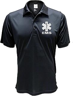 Smart People Clothing EMS Polo with Reflective Designs Front and Back, Performance Polo w/Moisture Wicking Technology