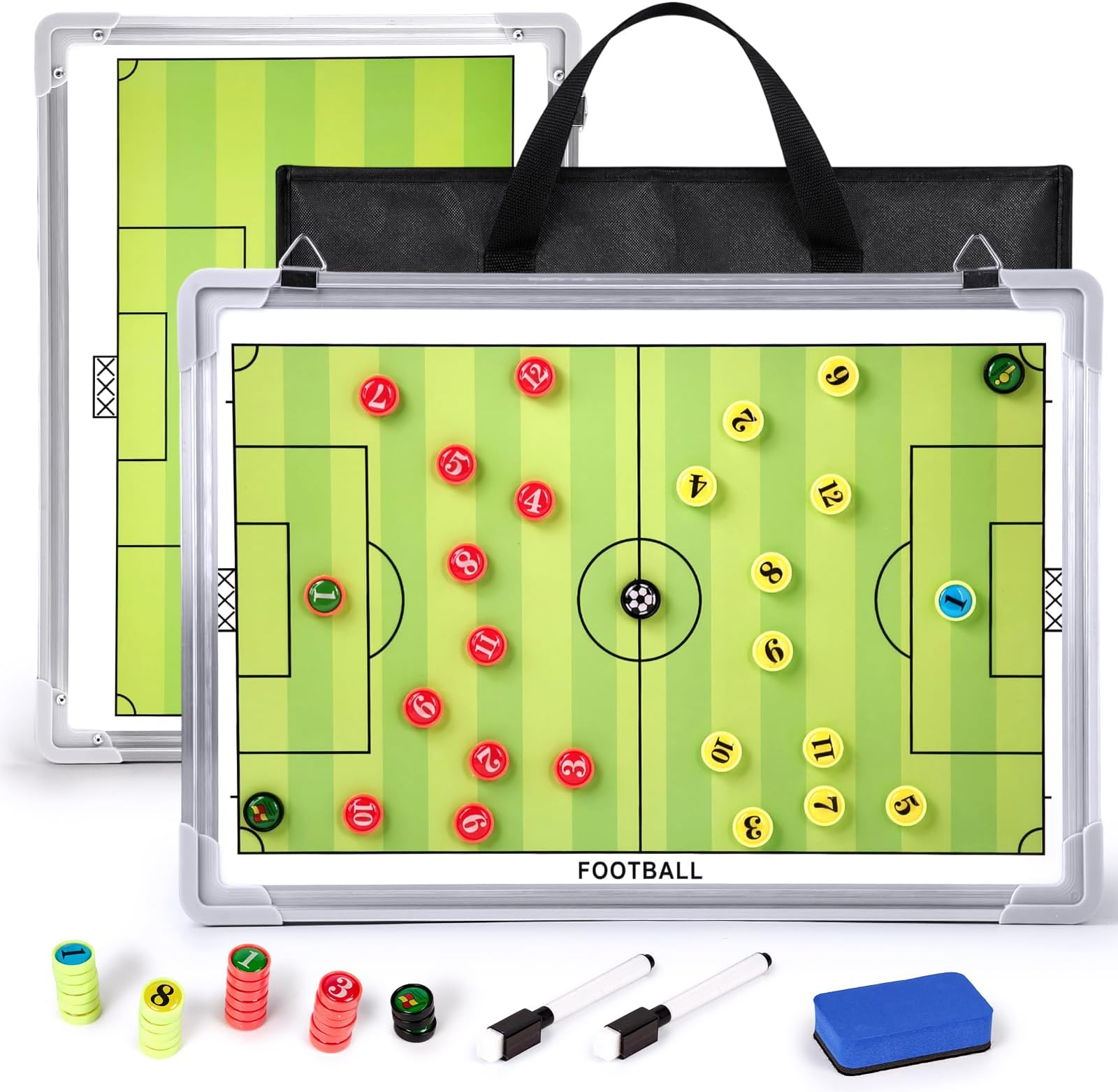 VolksRose Soccer Coaching Board, Soccer Tactics Board with Magnets and Marker Pen, Magnetic Soccer Coach Board, Soccer Dry Erase Whiteboard Coaches Clipboard, Coach Training Equipment Coach Gift