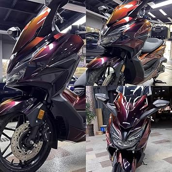 Glossy Dark Red with Black Chameleon Vinyl Wrap, Car Motorcycle Paint Decals, Auto Interior Sticker Sheet Air Release Film 2.46ft X 5ft