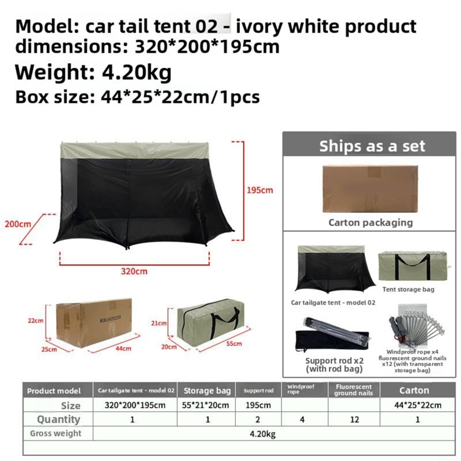 Tente arrière de voiture, pour SUV, camion, Jeep, van : grand auvent de camping avec maille pour fenêtres, étanche 3000 mm, installation rapide, convient pour 3 à 4 personnes, noir