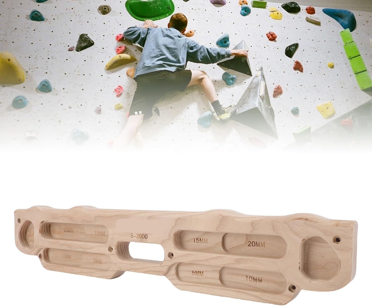 Alomejor Rock Climbing Hangboard, High Density Solid Wood Fingerboard for Bouldering Finger Strength Training and Pull Up at Home Gym