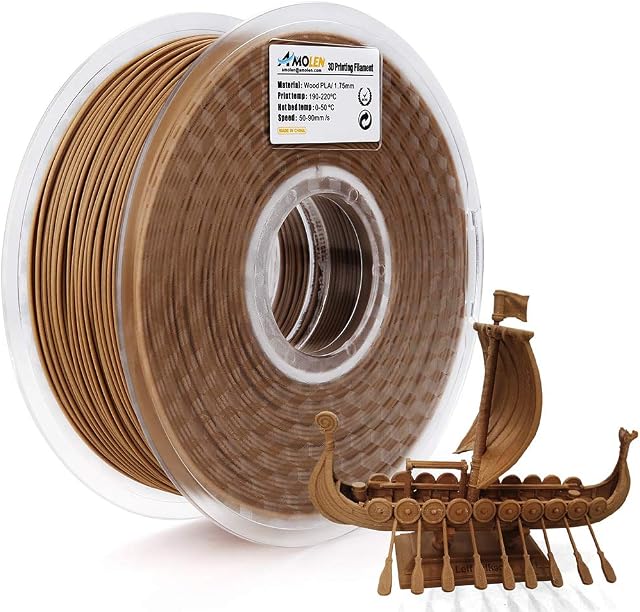 AMOLEN PLA Filament 1.75mm Wood Walnut,3D Printer Filament with 30% Real Wood Fiber,Wood Filament,1KG