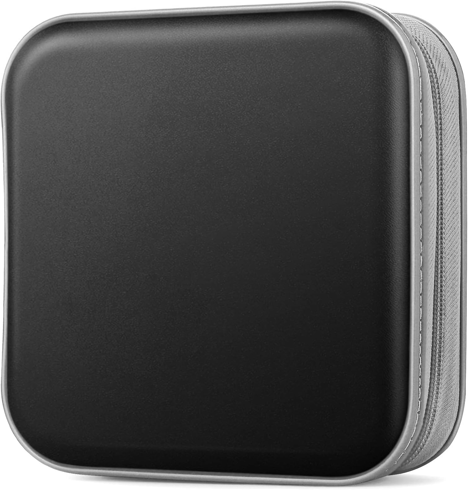 CD Case, 40 Capacity Hard Plastic DVD Case Portable Zipper CD/DVD Wallet Holder Storage Disc Binder Album Bag for Car Home Travel (Black)