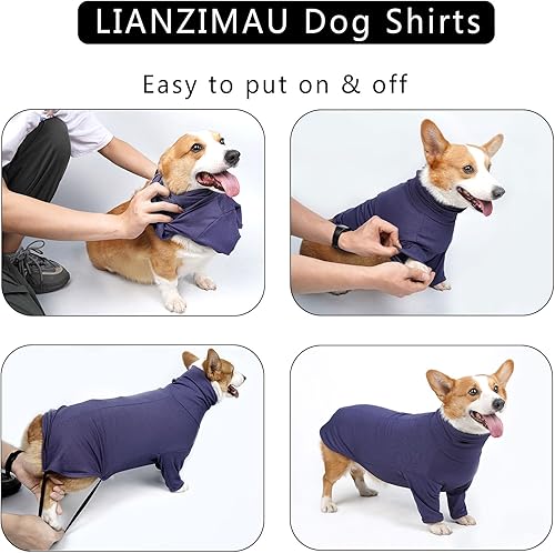 Vista 7 de LIANZIMAU Camiseta suave elástica para perros, ropa para perros, pijamas para cachorros, camisas geniales para aliviar la ansiedad de las mascotas