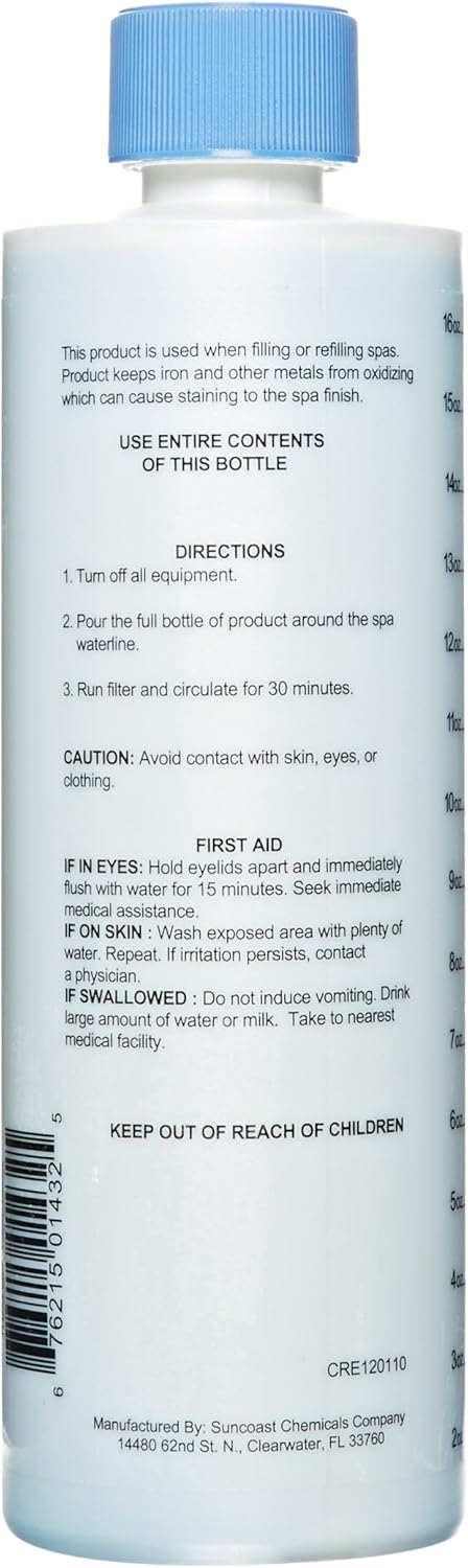 Pool Mate 1-2501SPA Metal Gone Stain Remover for Spas and Hot Tubs, 1-Pint : Patio, Lawn & Garden