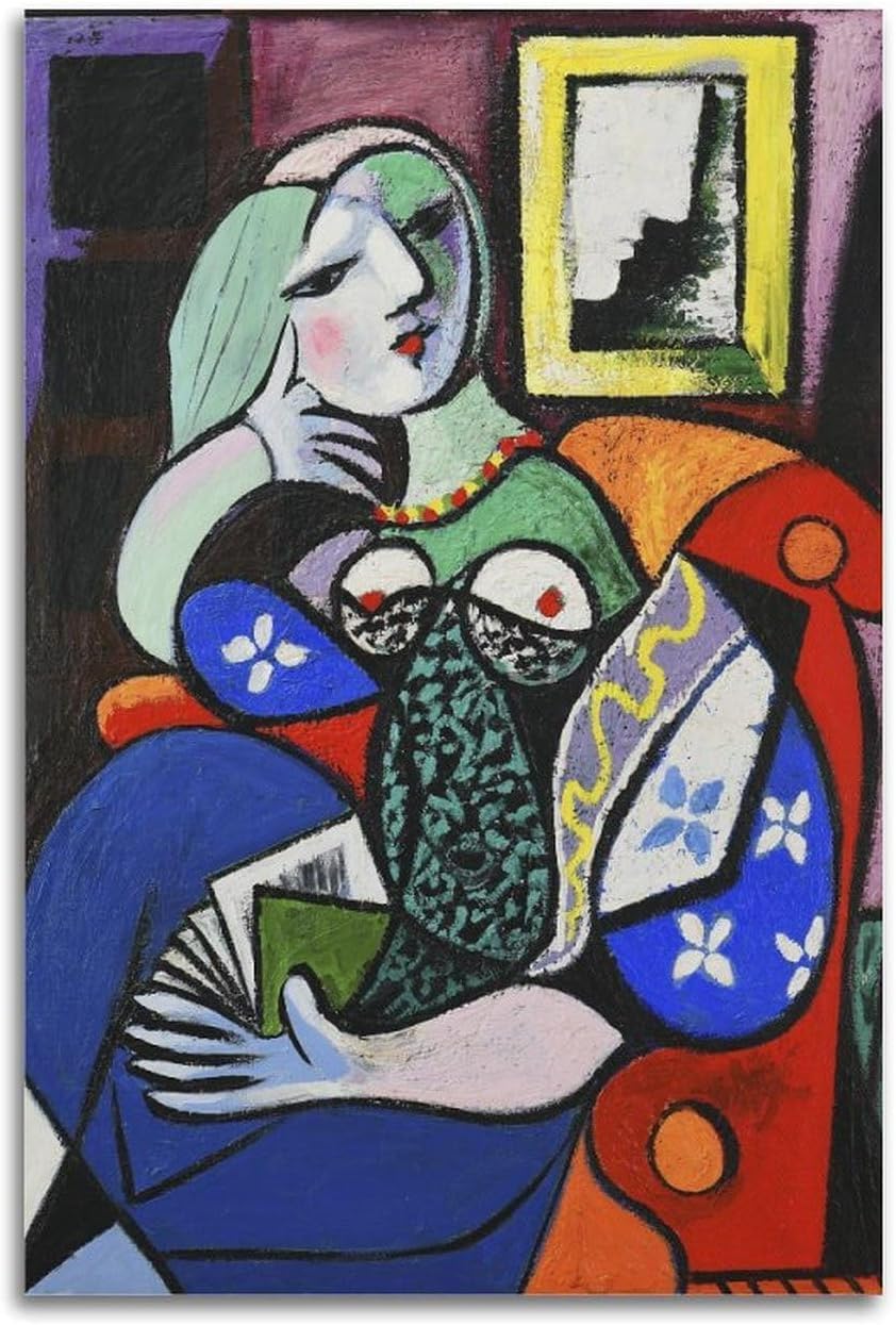 Waeta Rnvzx The Woman Holding A Book by Pablo Picasso Poster Canvas Painting Abstract Wall Art Pablo Picasso Prints For Home Decor Picture 40x60cm No Frame