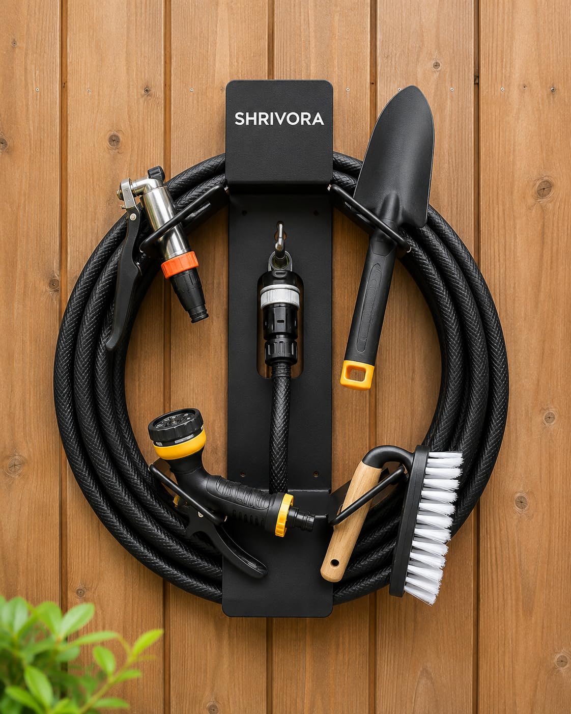 SHRIVORA Wall Mounted Pipe Holder | Heavy Duty Metal Hose Storage Rack | Garden Hose Hanger for PVC Pipes, Water Hose, Mops, Brooms & Tools | Rust Resistant | Easy Installation | Black-image-35
