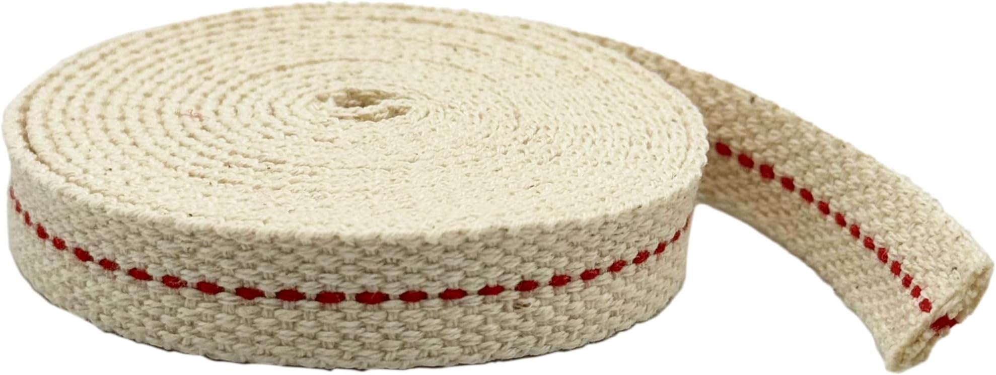 LIGHT OF MINE "LET IT SHINE" 1/2" Inch 100% Cotton Flat Wick 6 Foot Roll for Paraffin Oil or Kerosene Based Lanterns and Oil Lamps with Genuine Red Stitch (1/2")