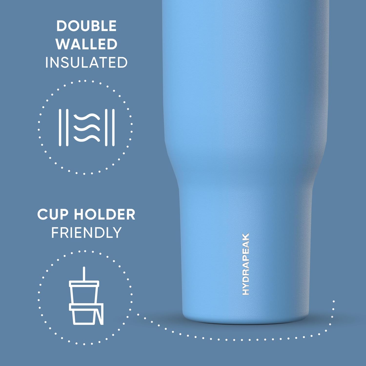 Hydrapeak Voyager 40 Oz Stainless Steel Tumbler with Handle, Insulated Water Bottle With Straw & Lid, Cupholder Friendly Reusable Travel Mug (Maya)