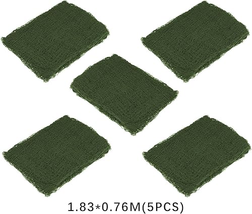 Miniatura 7 de Juego de 5 telas de gasa espeluznante de Halloween, tapiz de gasa verde aterrador de Halloween para interiores y exteriores, decoraciones Verde