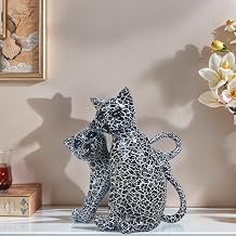 Cat Couple Lover Sculpture Collectible Gifts for Cat Lover Creative Cats Figurine Resin Modern Art Office Home Decoration Desk Living Room Accents Leopard