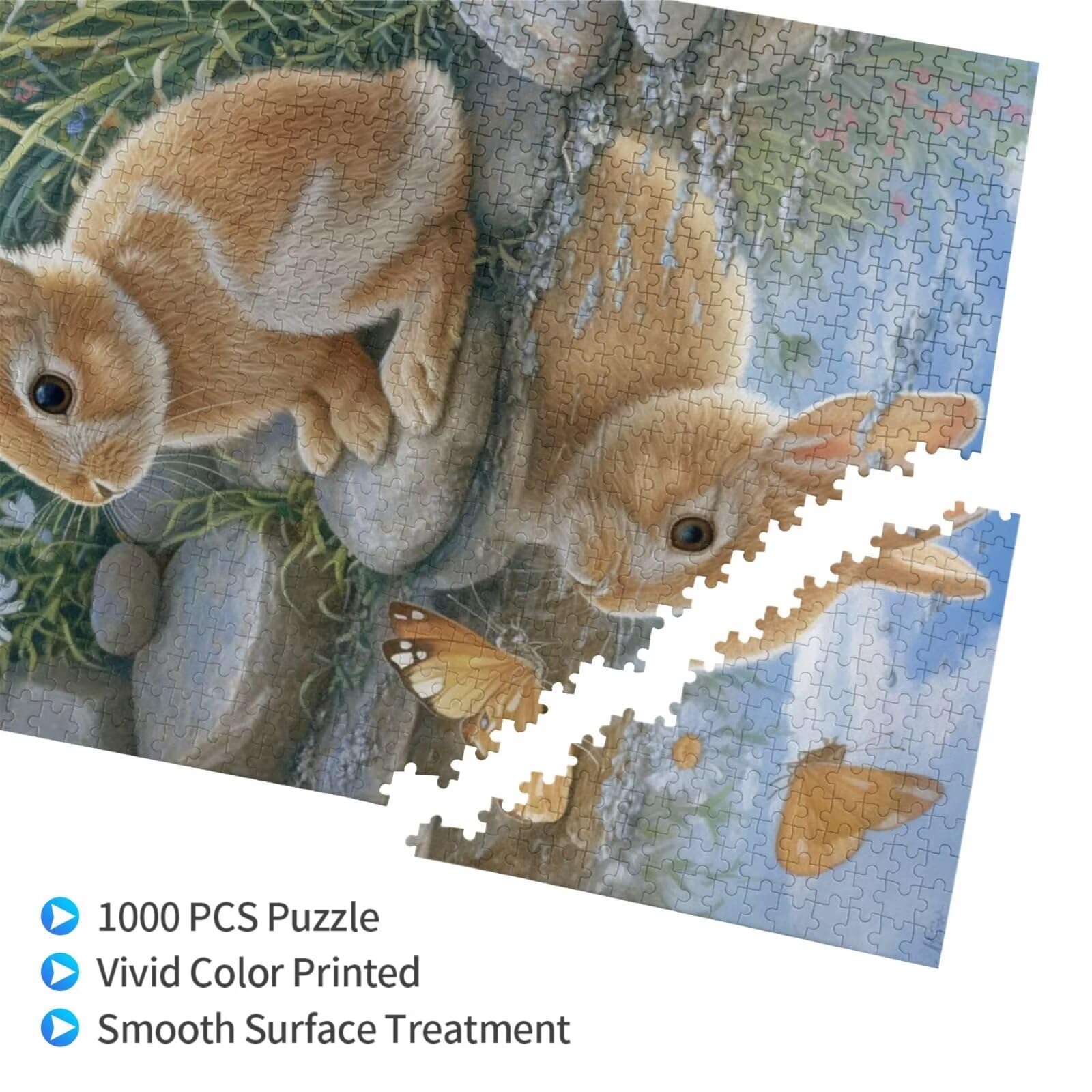 Lapin Puzzle Fleur 3000 Pièces Adultes, DIY Puzzles Classiques Art avec Boîte d'emballage et Photos de Référence, Relaxation/Soulagement du Stress/Jeux Amusants, Creatif Cadeau pour Femme M-1834