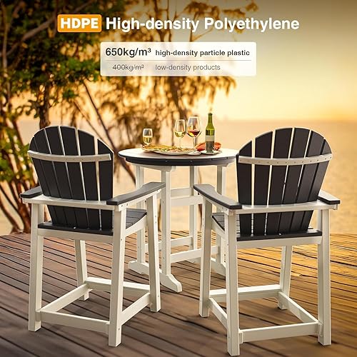 Miniatura 4 de OTSUN Silla Adirondack alta para exteriores, silla de bar para patio con respaldo alto, 400 libras, brazos ensanchados, silla de balcón para todo