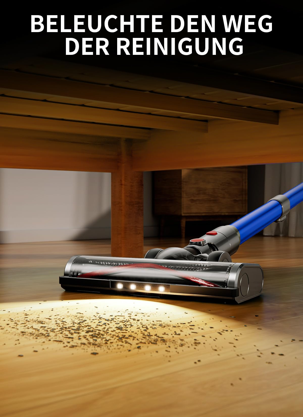 Akku Staubsauger, 40000Pa/450W Staubsauger Kabellos mit Smart Display Bis zu 50 Minuten Laufzeit Cordless Vacuum Cleaner mit Automatikmodus&Anti-Verhedderung-Bürste für Teppich Hartboden und Tierhaare