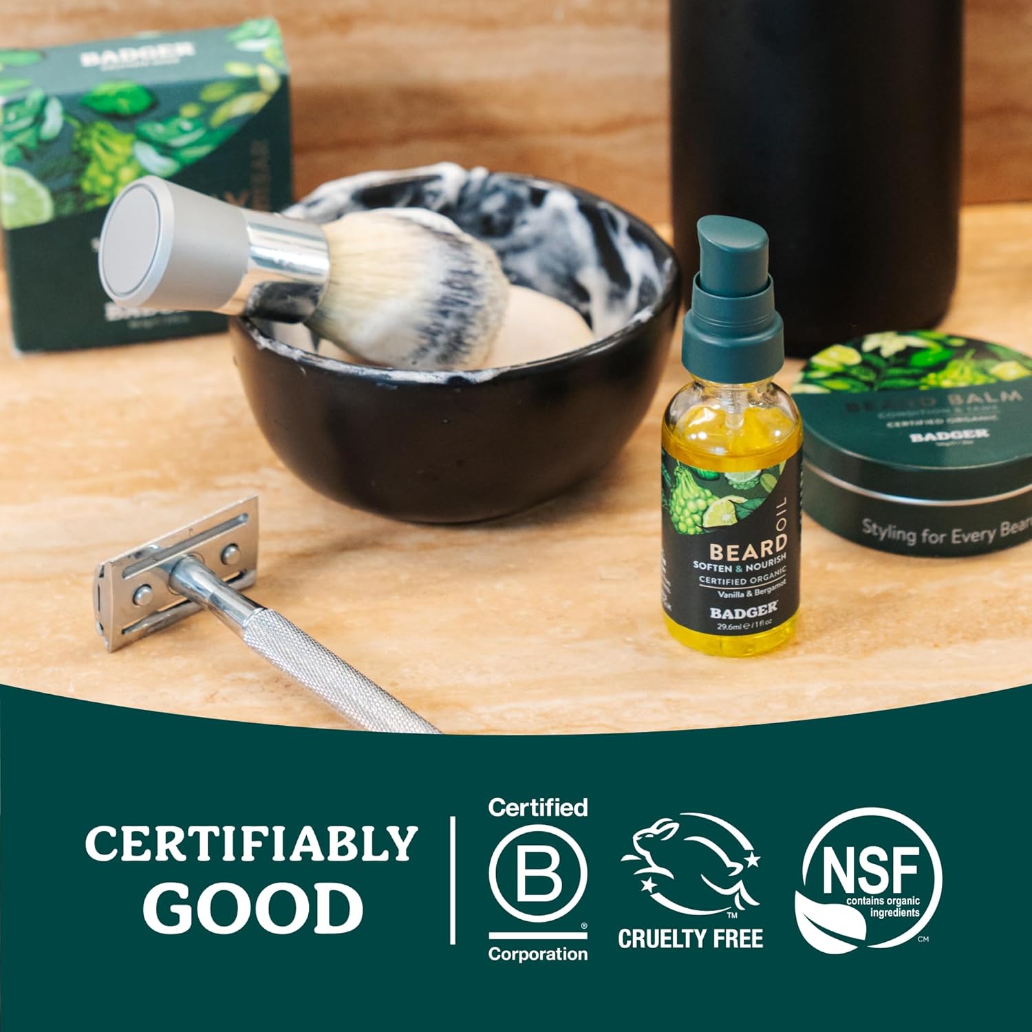 Badger Mustache Wax, Medium Hold, Light Masculine Scent, Easy to Apply, Certified Organic Versatile Moustache & Beard Wax, .75 oz Tin, 2-Pack