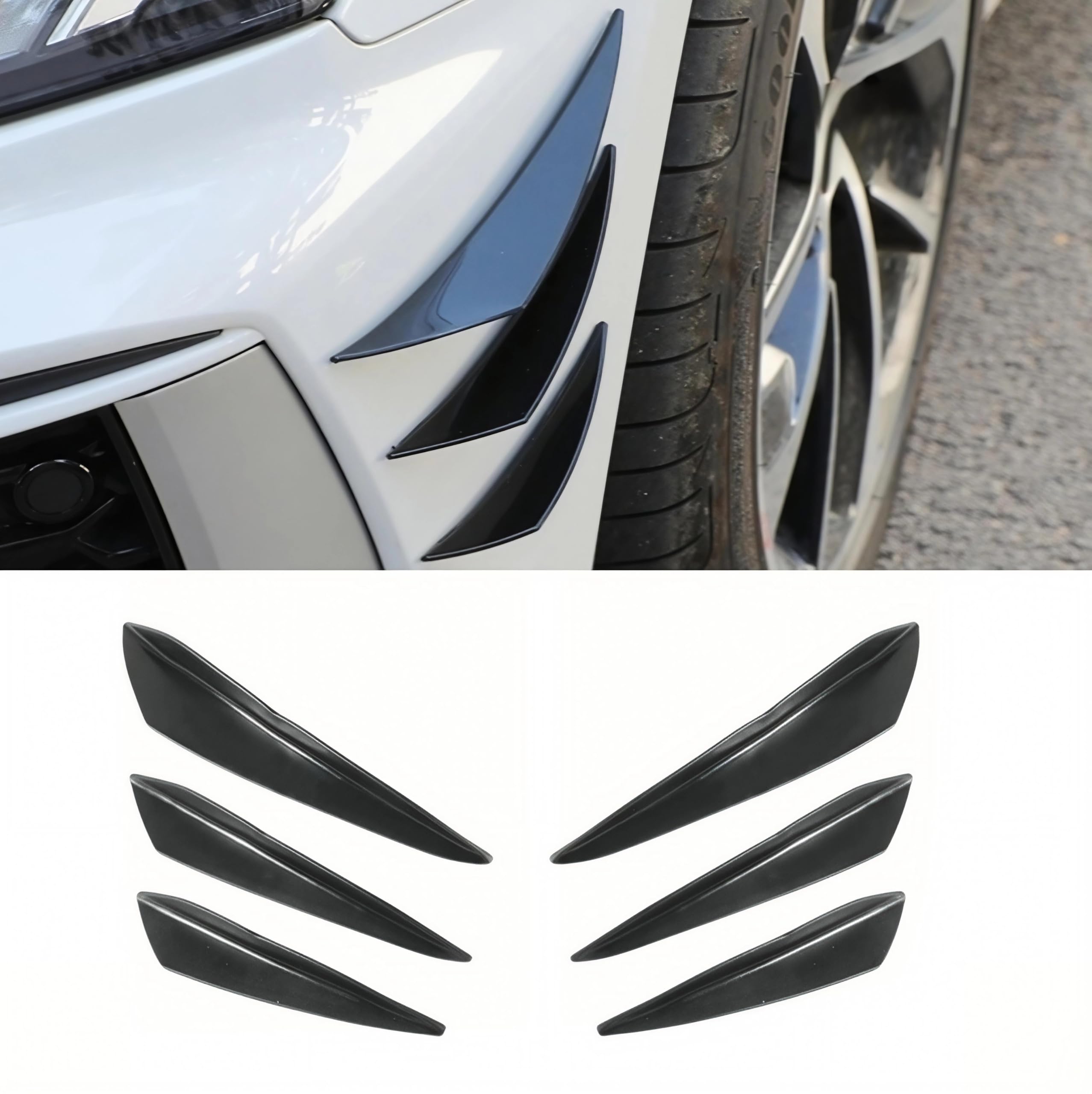 Qizun Gloss Black 6 Pcs Front Bumper Spoiler Splitter Lip For Geely Starray Em-I 2025 2026 Aerodynamic Air Deflector Valance Chin Body Kit Flexible Soft Rubber,
