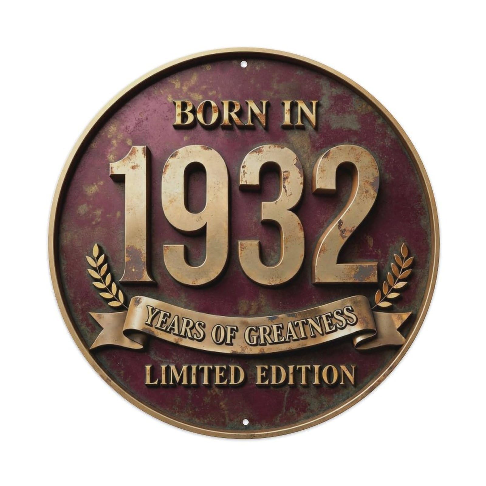 Okahys 8X8inch(20X20cm) Born In 1932 Years Of Greatness Year-Themed Birthday Gift Metal Tin Sign