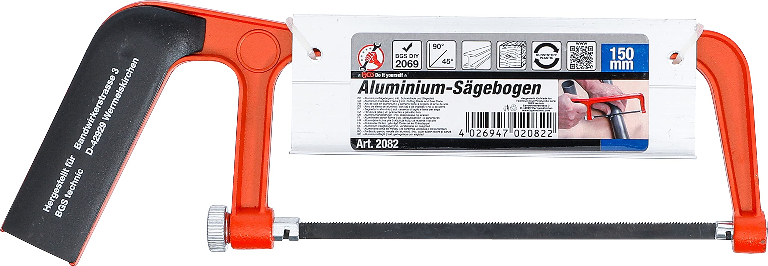 BGS Diy 2082 | Seghetto in alluminio | incl. cassetto di taglio e lama per sega | 150 mm