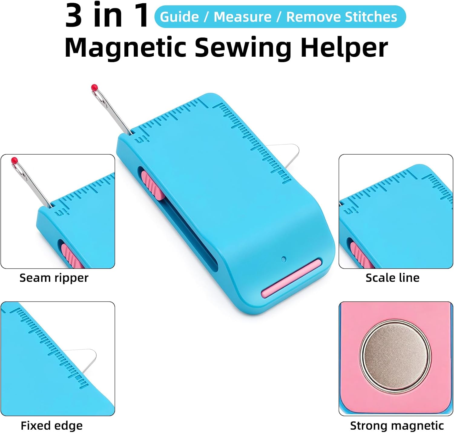 2PCS Magnetic Seam Guide for Sewing Machine Sleeve Tool Multifunctional