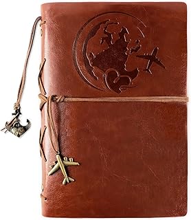 Sovanna A5 Kunstleder Notizbuch, Vintage Journal Reisenotizbuch, Aachfüllbar, Ringbuch, Leerseite, Reisetagebuch zum Ausfüllen, Geschenk für Reisende