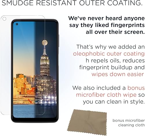 Miniatura 4 de Motorola Protector de pantalla para Moto G Power (versión 2021), resistente vidrio templado 9H, antihuellas dactilares, antiarañazos, antimanchas