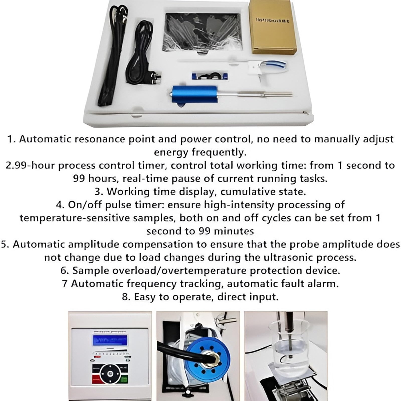 Ultraschall-Homogenisator-Emulgator, 800 W Sonicator-Prozessor-Mixer mit LCD-Bildschirm und einstellbarem Timer, 1s-99h