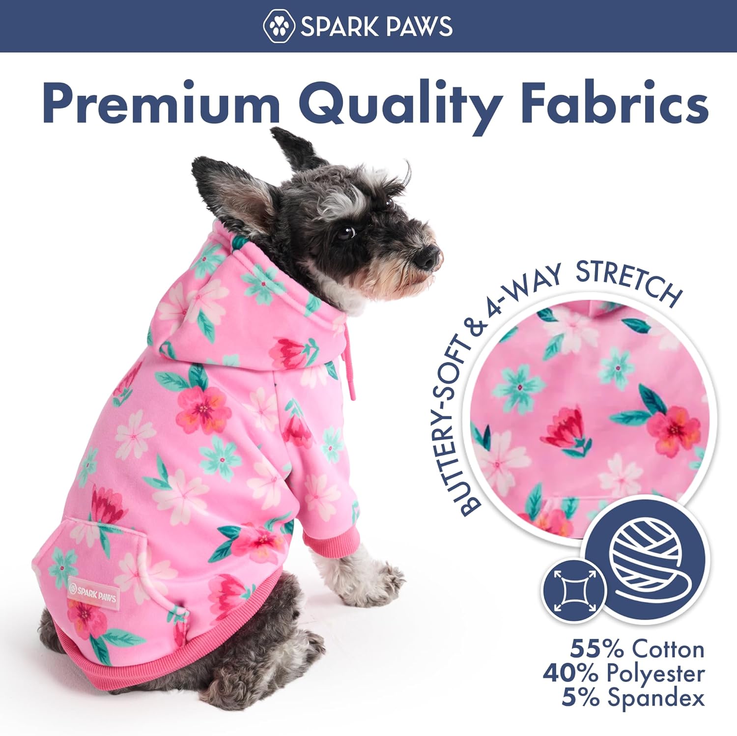 Spark Paws Dog Hoodie – Premium Dog Sweater for Small, Medium, and Large Dogs | Warm Outfits for French Bulldogs, Pitbull, Puppy, Winter Jacket Alternative - Blossom - 4XL