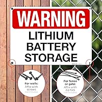 Vista 3 de Letrero de almacenamiento de batería de litio de advertencia, 10 x 14 pulgadas, HDPS de 55 mil de grosor (poliestireno de alta densidad), fabricado
