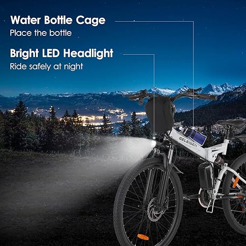 Miniatura 7 de GELEISEN - Bicicleta eléctrica plegable para adultos, bicicleta eléctrica plegable de 26 pulgadas con motor de 500 W350 W y batería extraíble de 48