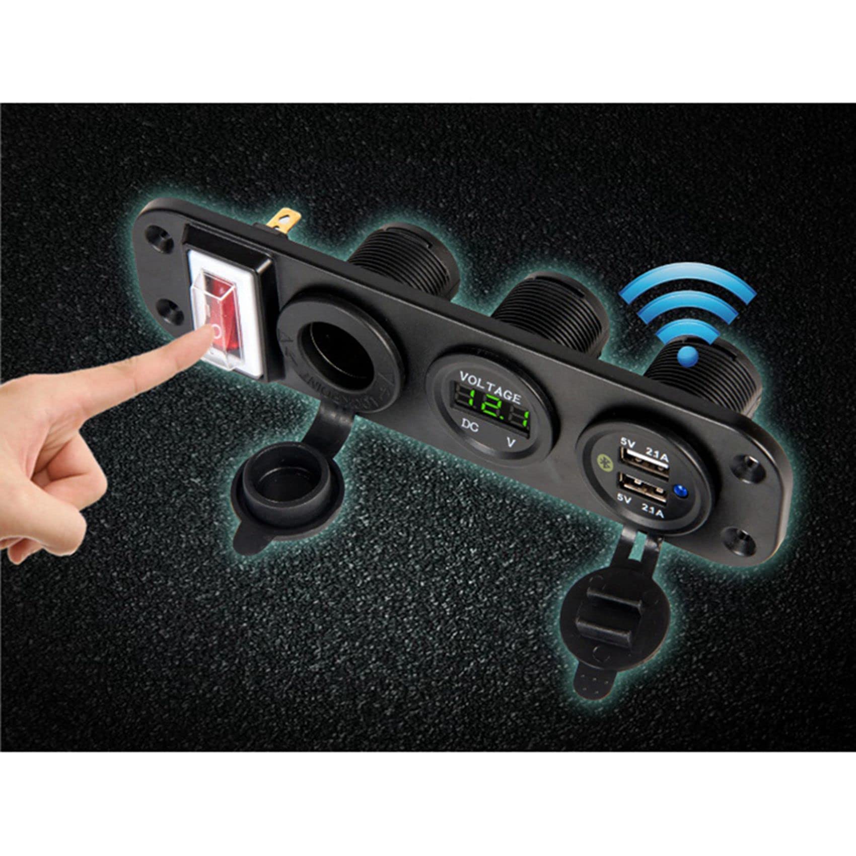 3 x 4 w 1 Dual QC3.0 ładowarka C-Igarette gniazdo zapalniczki woltomierz cyfrowy z przełącznikiem kołyskowym