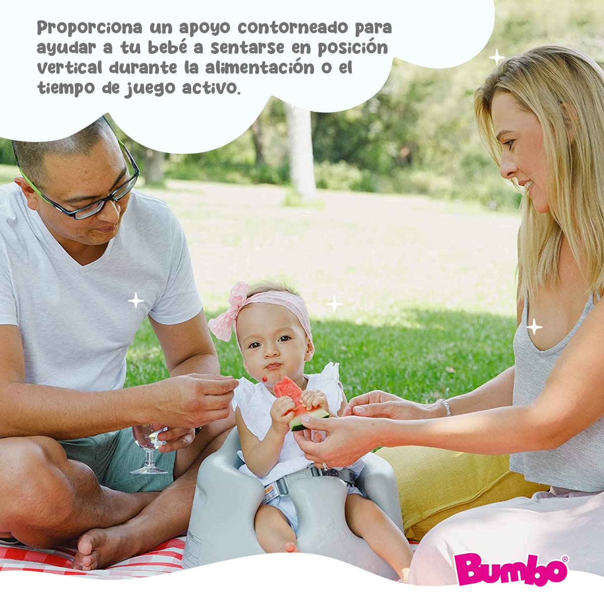 Bumbo Asiento de Suelo para Bebé - Diseño Ergonómico, Fácil de Limpiar, con Arnés de Seguridad - Cómodo y Seguro - Asiento de Apoyo para Bebés de 3 a 12 Meses - Color Gris