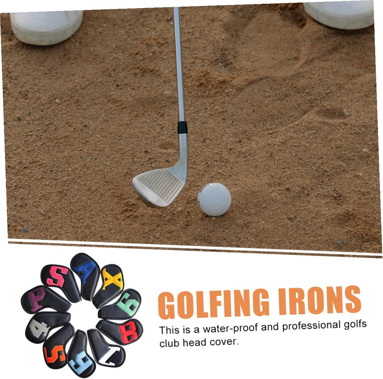 Mikinona 10pcs Waterproof Pu Golf Club Head Covers Set with Colorful Numbered Iron and Putter Sleeves, Professional Golf Accessory for Travel and Practice
