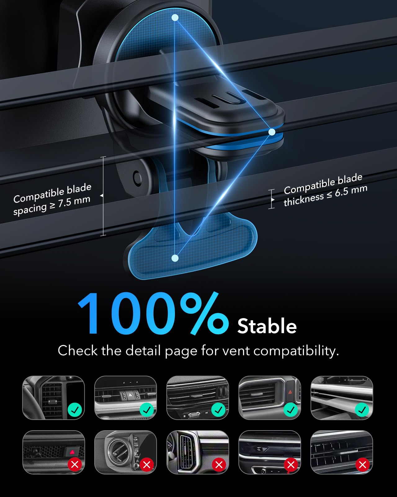 ESR for MagSafe Car Mount Charger,15W Magnetic Wireless Car Charger, for MagSafe Car Charging, Air Vent Dashboard Phone Holder Mount for iPhone Air 17 Pro Max 16 15 14 13 12, Galaxy S25, Fast Charging - 5