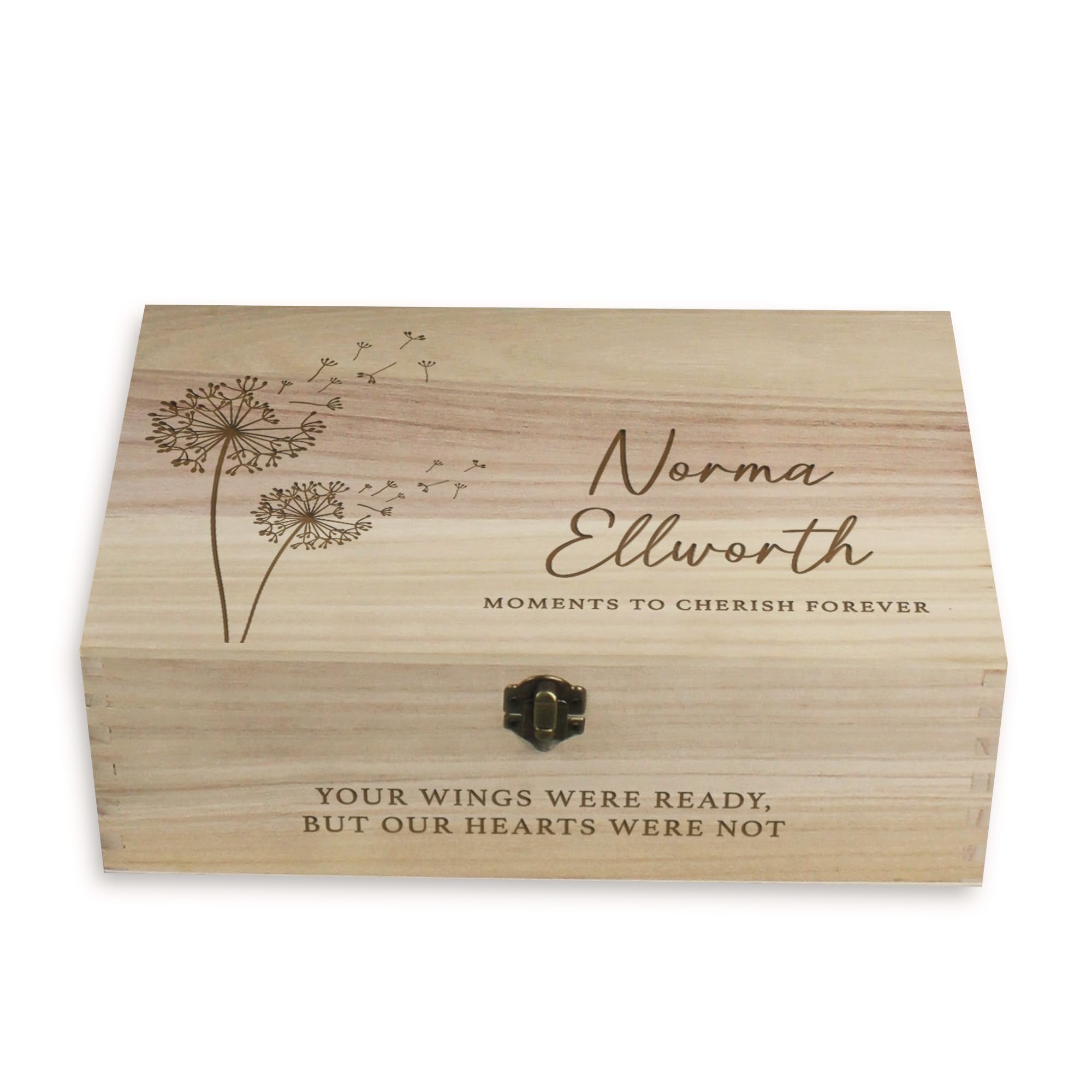 eBuyGB Personalised Wooden Memorial Box, Remembrance Box, Bereavement Sympathy Gift, Wooden Memory Box, In Loving Memory Storage Trinket in 6 Sizes (27x15cm Rectangle)