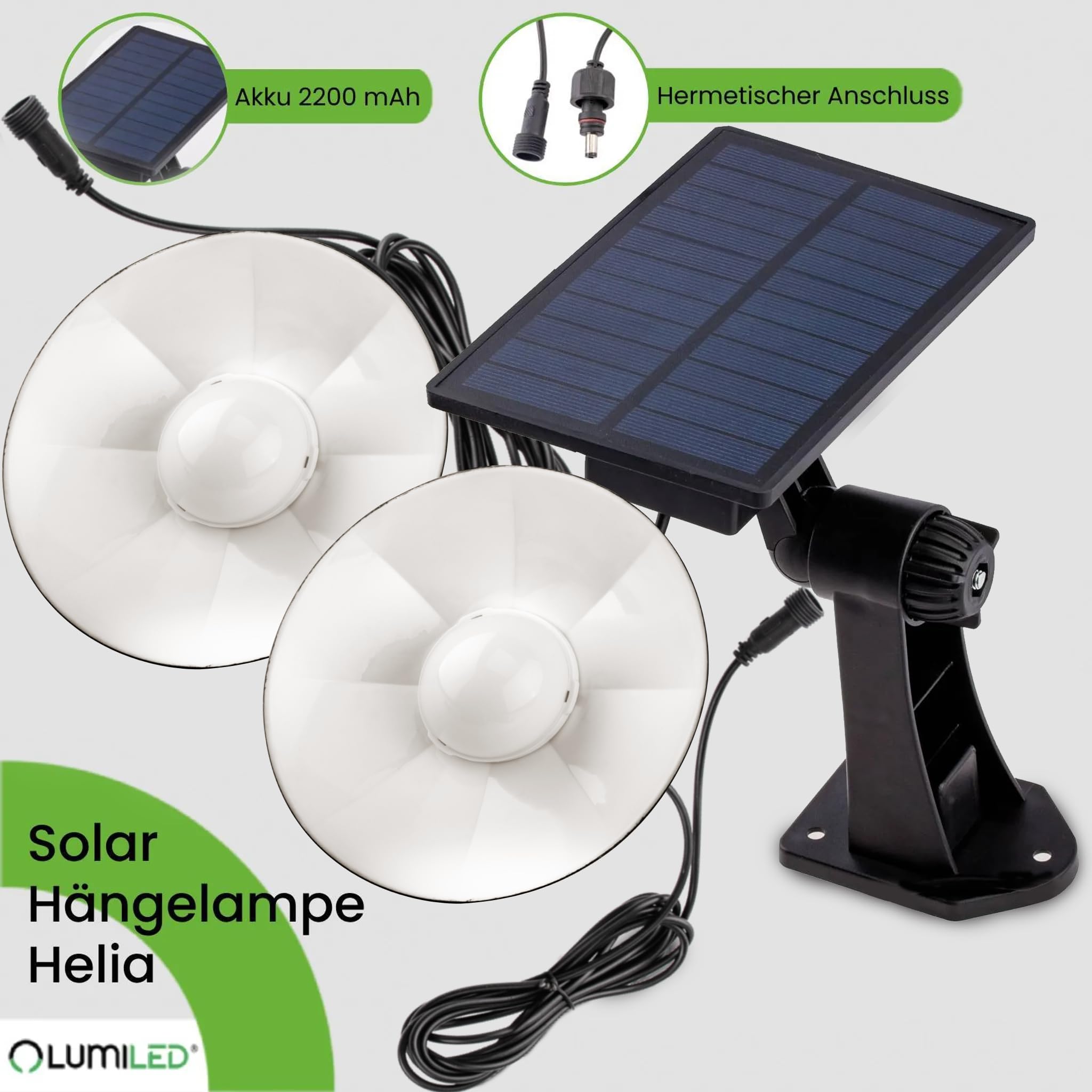 Lumiled 2x Solarlampe Pendelleuchte, Hängelampe für Außen Hängend, Solar Lampe Outdoor IP44 2400mAh Kronleuchter Solar Hängeleuchte für Garten Terrasse Balkon Pavillon Neutralweiß 4000K