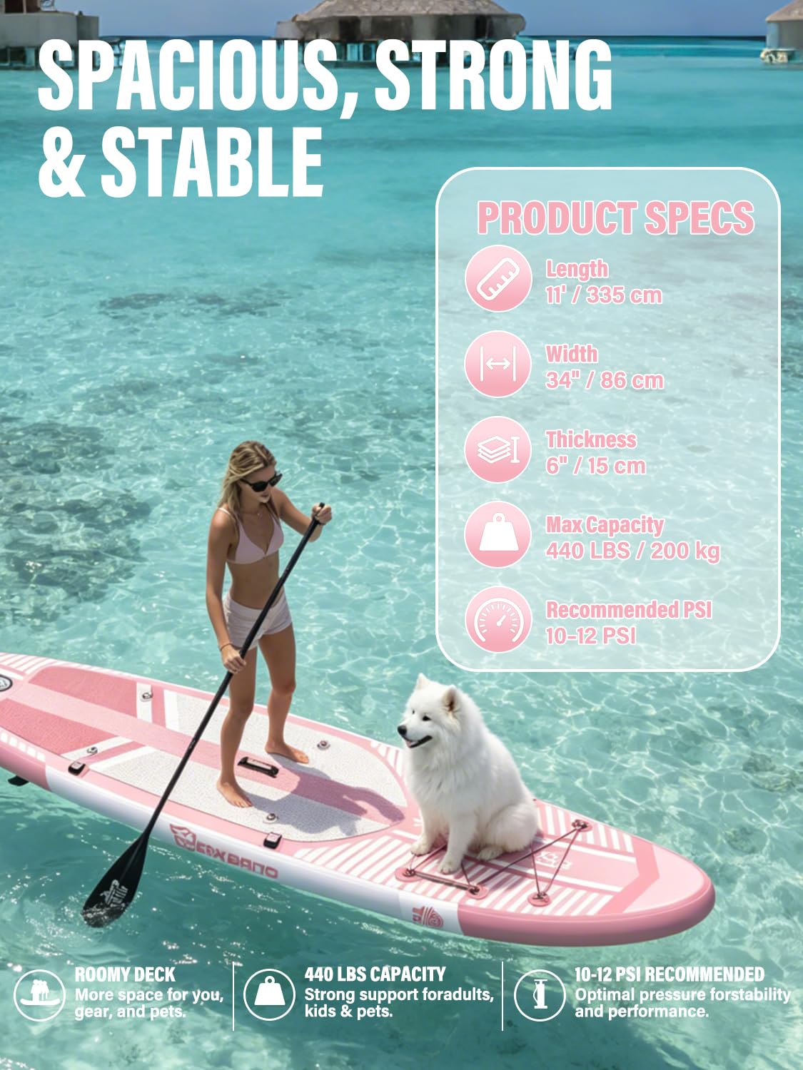 TIGERXBANG Aufblasbares Stand-Up-Paddle-Board mit Zubehör 335 × 86 × 15 cm, SUP Board für Erwachsene, Kollektion Shadow