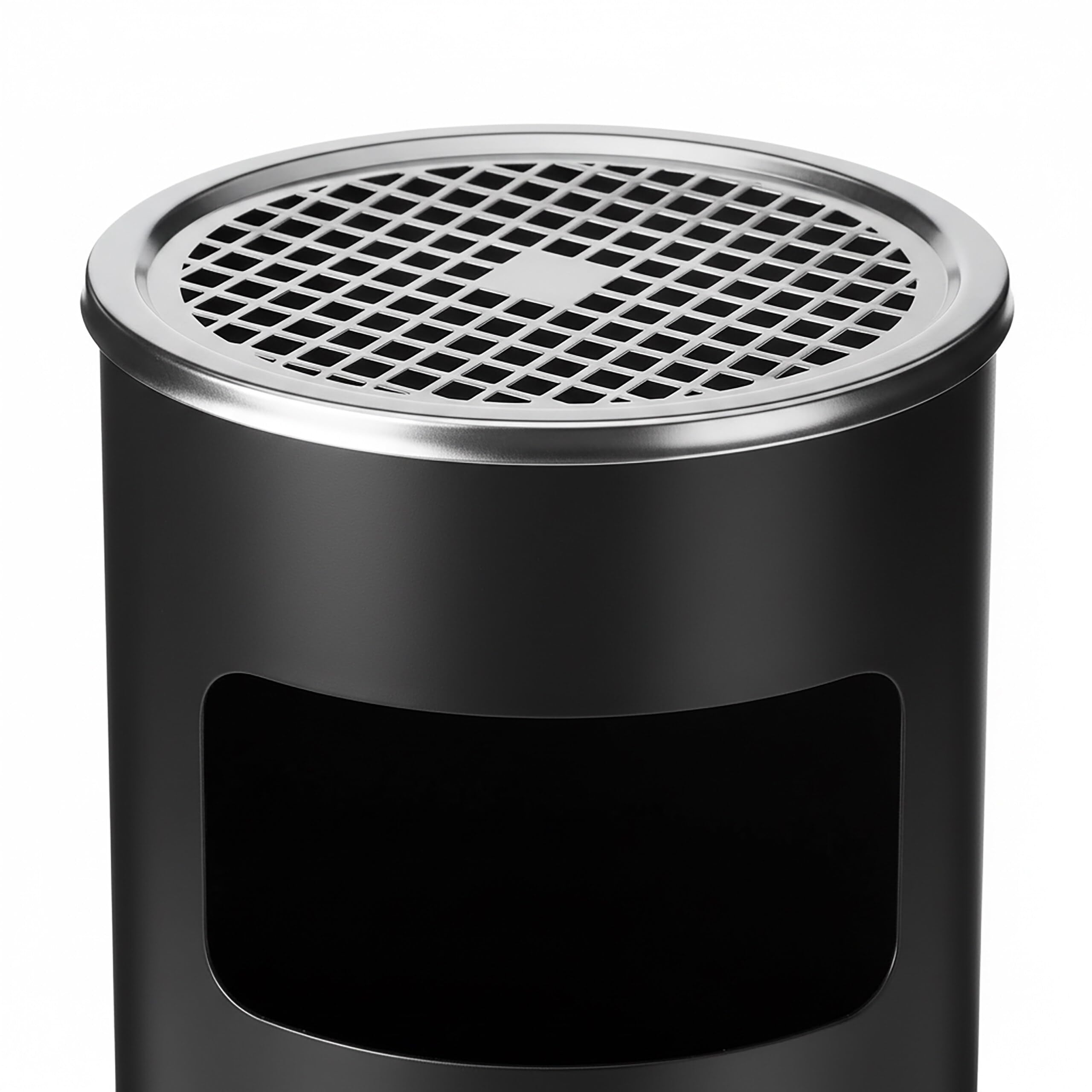 Relaxdays Cenicero de pie con Cubo de Basura, Metal, 30 L, Columna de Fumadores, HD: 60,5 x 23,5 cm, Cubo Interior extraíble, Color Negro