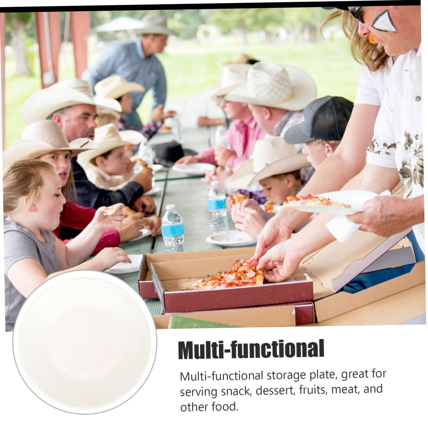 50 Stück Kompostierbare Pappteller für Partys Stabil und Mikrowellengeeignet Weiß aus Papier für Geburtstag und Selbstgemacht Malerei