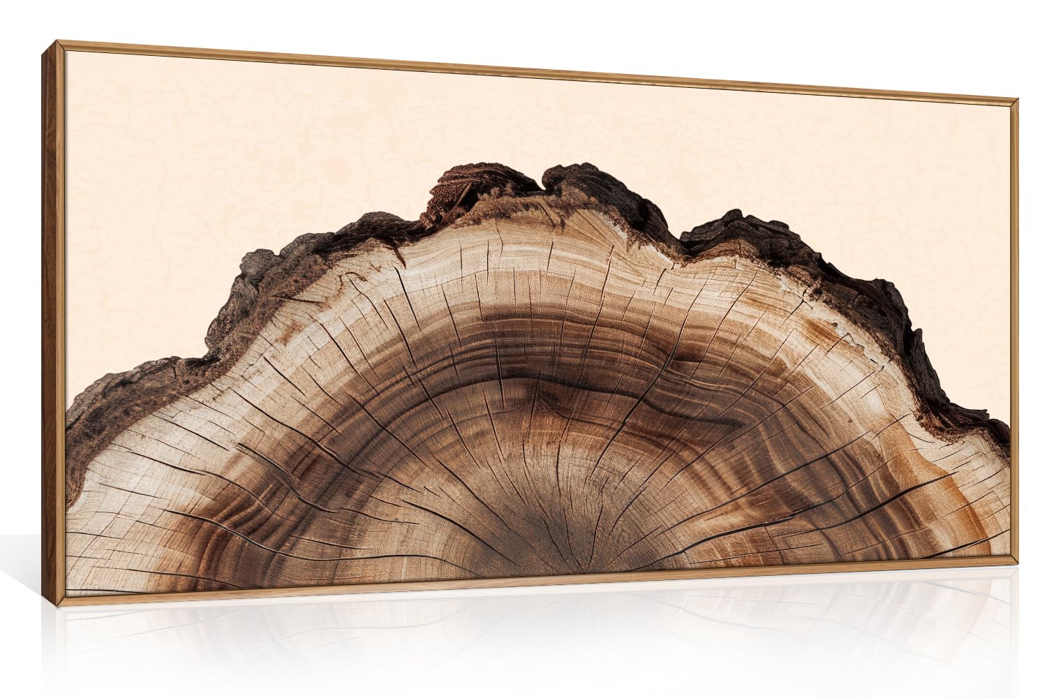 KAIRNE Vintage Wood Stump Tree Rings Framed Canvas Wall Art Set-40"x20"x1 | Retro Tree Spiral Wall Decor,Rustic Annual Ring Art Print,Wooden Brown Artwork for Living Room,Bedroom,Farmhouse,Office