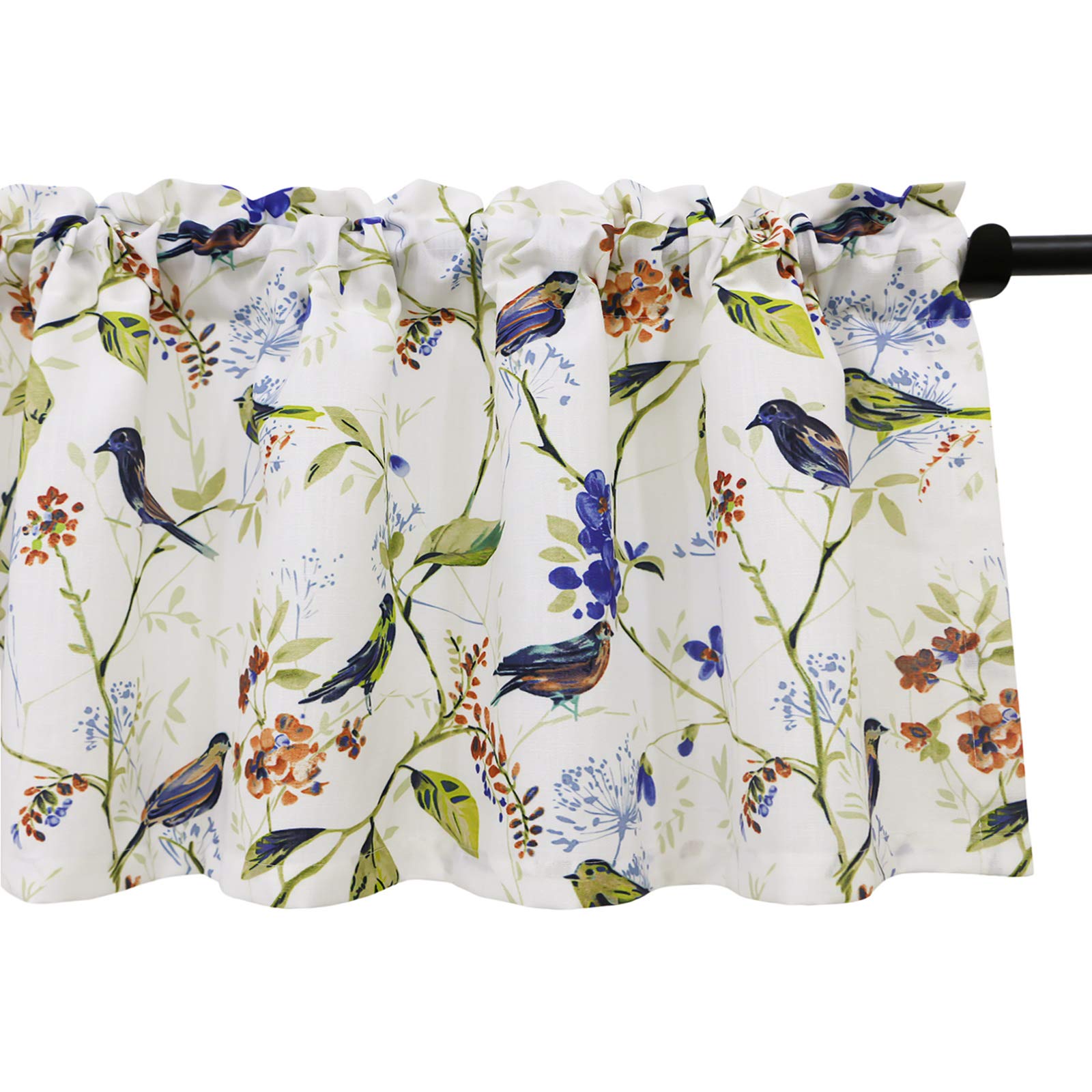 VOGOL Birds Printed Valances for Windows, Pocket Window Curtains Valance for Kitchen Living Room, W52xL18, One Panel