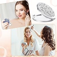 Vista 6 de Cindeer 8 piezas de espejo pequeño compacto plegable de bolsillo para maquillaje redondo de mano cosmética aumento compacto de diamantes