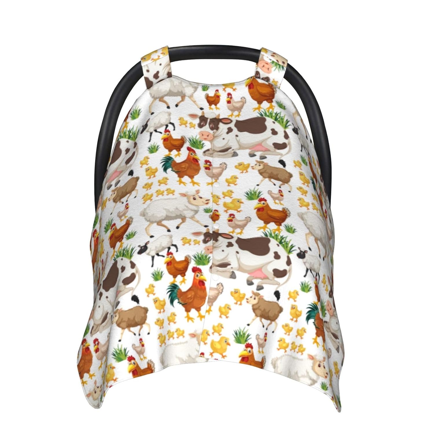 Cute Farm Animals Cartoon Baby Car Seat Canopy and Nursing Cover for Breastfeeding Multi-Use Cover Lightweight Infant Stretchy Carrier Carseat Winter Cover for Newborn Girls Boys