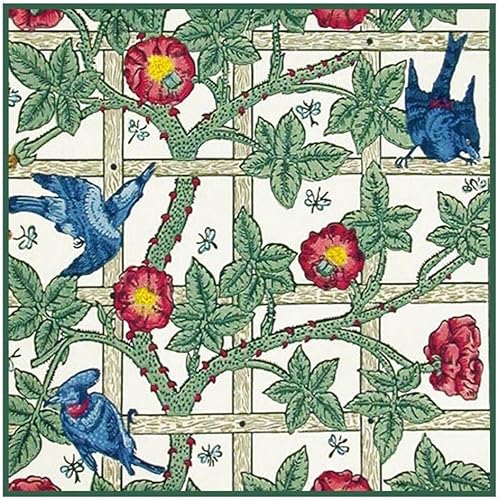Orenco Originals Artes y manualidades estilo William Morris Trellis diseño de patrón de punto de cruz contado