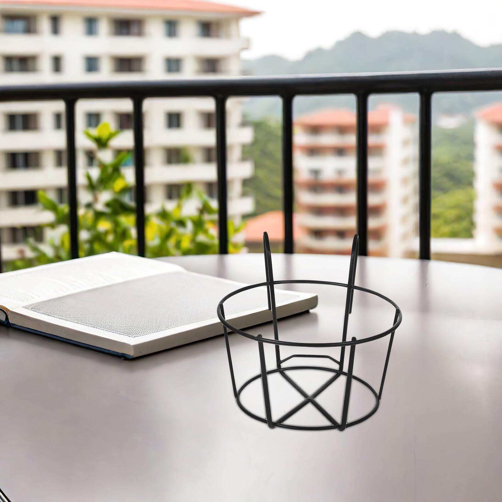 BESPORTBLE 3 Pièces Support de Jardinière Suspendu Métal Robuste Porte-Pots Rond pour Balcon et Clôture de Supports pour Suspension Extérieure et Optimisation Espace