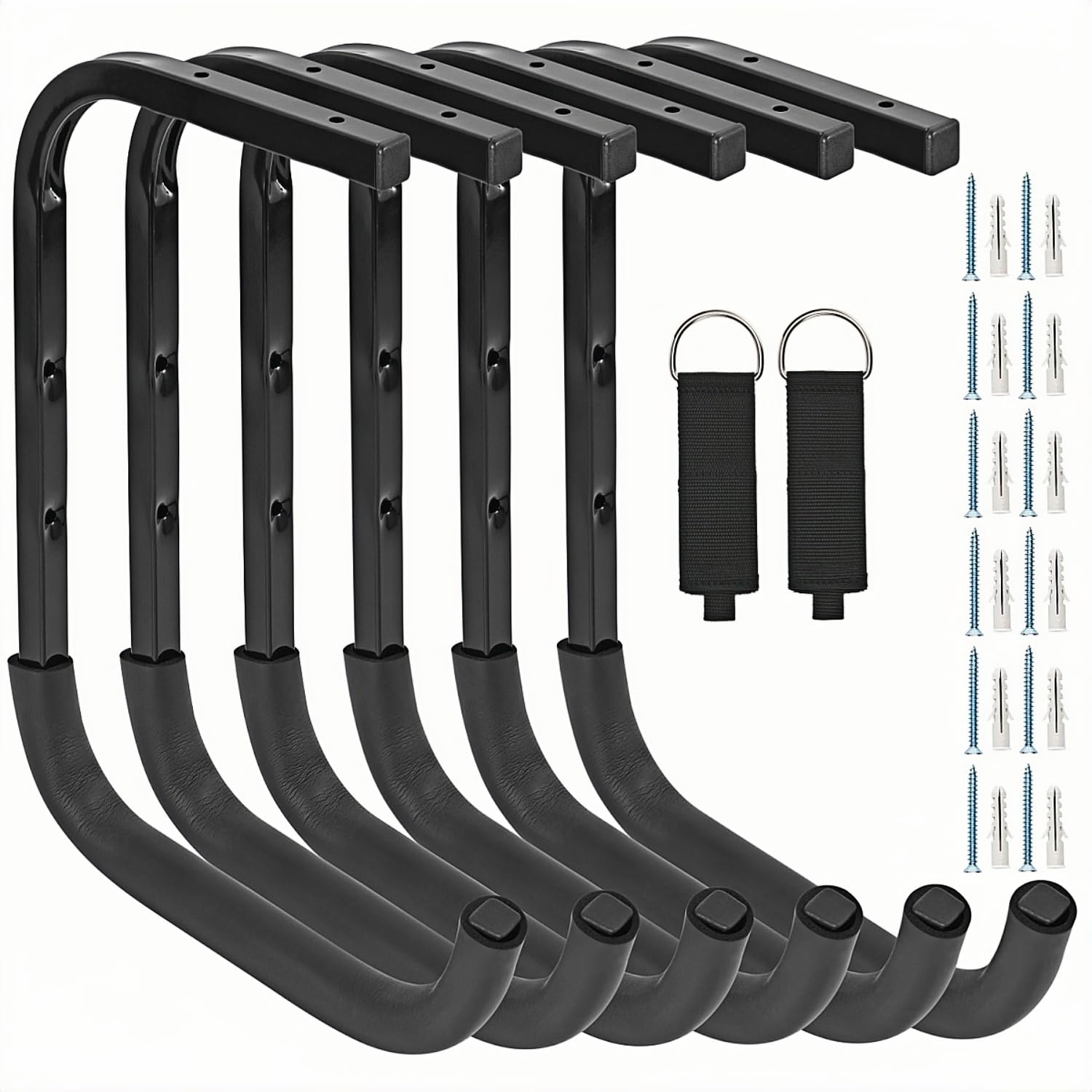 Étagère de rangement de garage suspendue, crochets de plafond robustes pour rangement utilitaire pour bois d'oeuvre, échelle, vélo et autres objets encombrants (6, 37 cm)