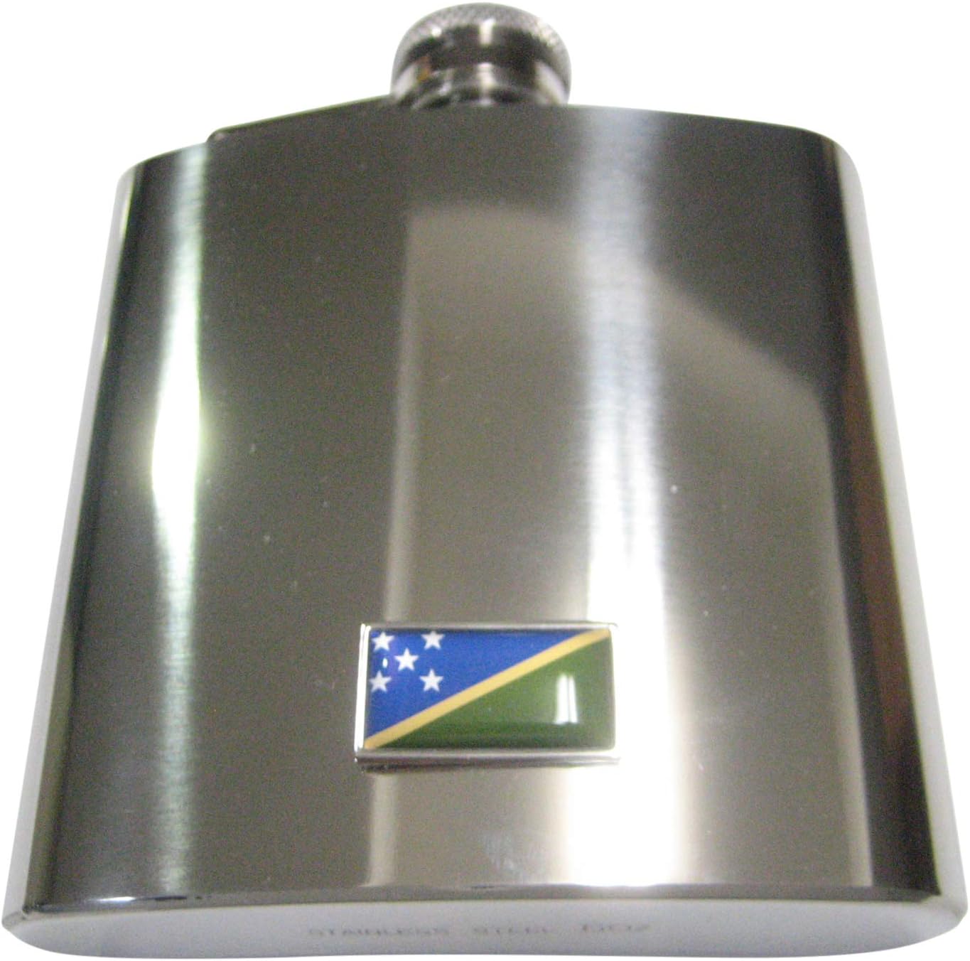 Kiola Designs Thin Bordered Solomon Islands Flag 6 Oz. Stainless Steel Flask